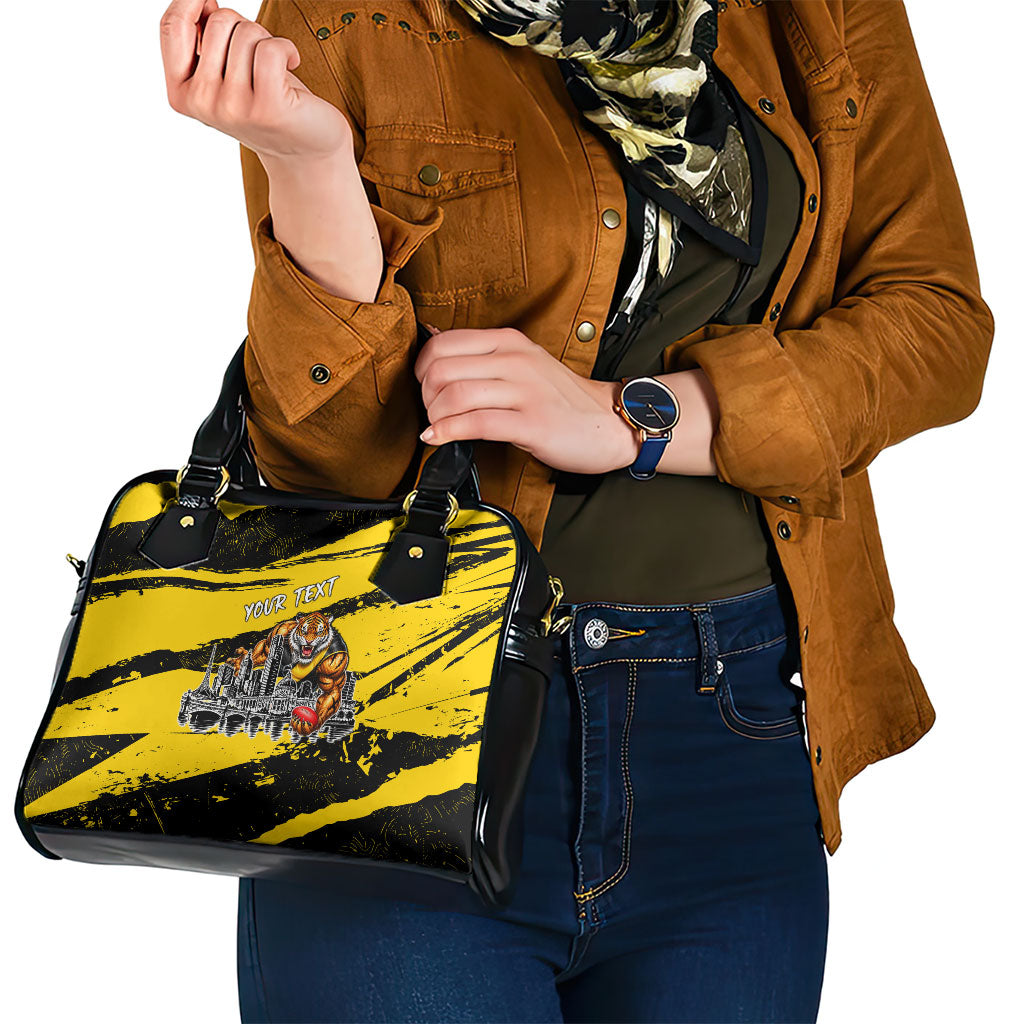 Personalised Richmond Tigers Football Shoulder Handbag Melbourne City Skyline Graphic Fierce Mascot Art