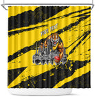 Personalised Richmond Tigers Football Shower Curtain Melbourne City Skyline Graphic Fierce Mascot Art