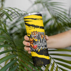 Personalised Richmond Tigers Football Skinny Tumbler Melbourne City Skyline Graphic Fierce Mascot Art