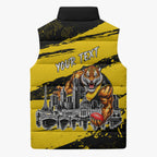 Personalised Richmond Tigers Football Sleeveless Puffer Jacket Melbourne City Skyline Graphic Fierce Mascot Art