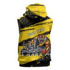Personalised Richmond Tigers Football Sleeveless Zip Hoodie Melbourne City Skyline Graphic Fierce Mascot Art