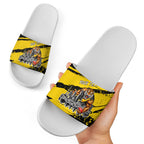 Personalised Richmond Tigers Football Slide Sandals Melbourne City Skyline Graphic Fierce Mascot Art
