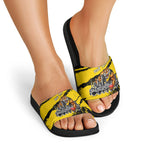 Personalised Richmond Tigers Football Slide Sandals Melbourne City Skyline Graphic Fierce Mascot Art