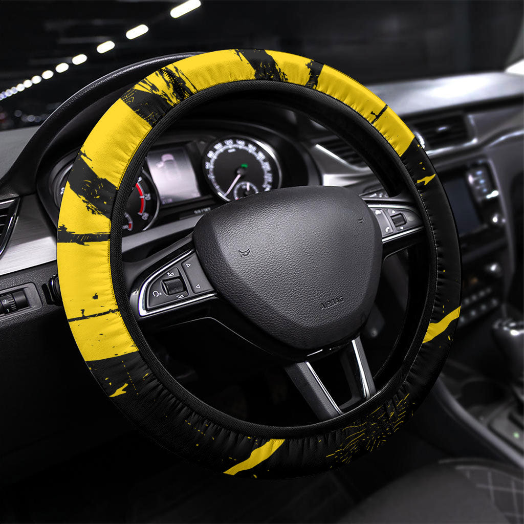 Richmond Tigers Football Steering Wheel Cover Melbourne City Skyline Graphic Fierce Mascot Art