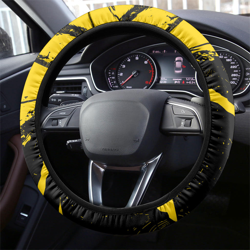 Richmond Tigers Football Steering Wheel Cover Melbourne City Skyline Graphic Fierce Mascot Art