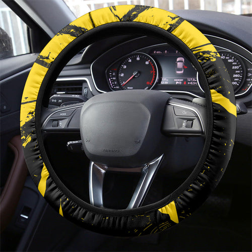 Richmond Tigers Football Steering Wheel Cover Melbourne City Skyline Graphic Fierce Mascot Art