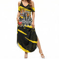 Personalised Richmond Tigers Football Summer Maxi Dress Melbourne City Skyline Graphic Fierce Mascot Art