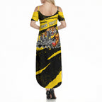 Personalised Richmond Tigers Football Summer Maxi Dress Melbourne City Skyline Graphic Fierce Mascot Art