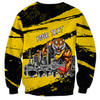 Personalised Richmond Tigers Football Sweatshirt Melbourne City Skyline Graphic Fierce Mascot Art
