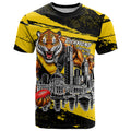 Personalised Richmond Tigers Football T Shirt Melbourne City Skyline Graphic Fierce Mascot Art