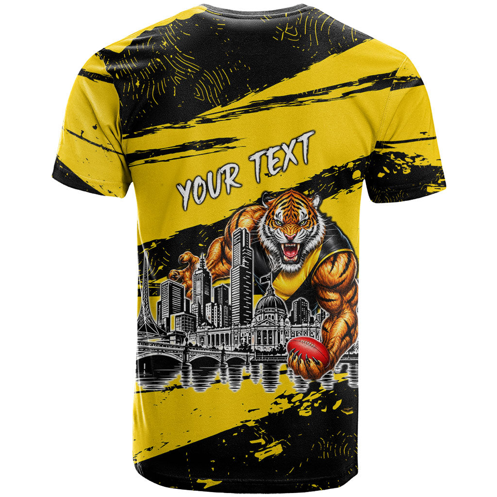 Personalised Richmond Tigers Football T Shirt Melbourne City Skyline Graphic Fierce Mascot Art