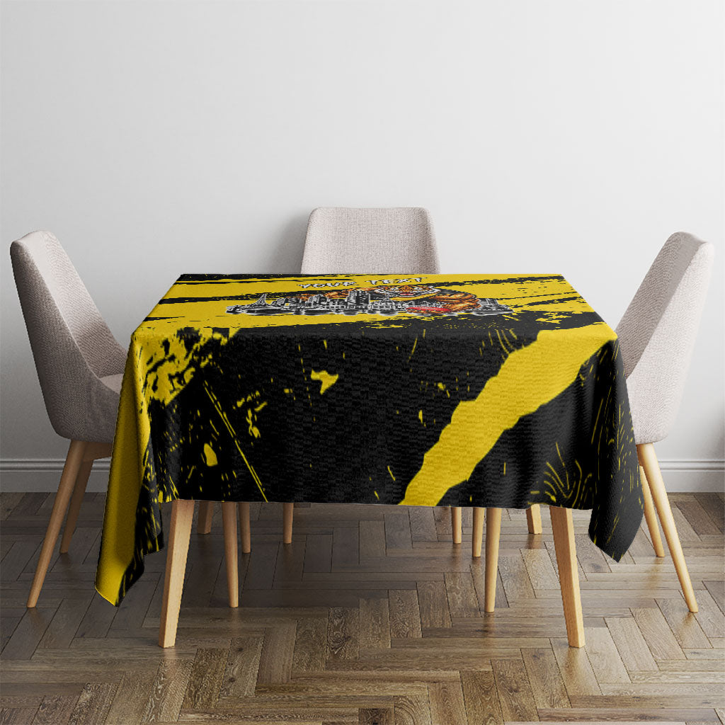 Personalised Richmond Tigers Football Tablecloth Melbourne City Skyline Graphic Fierce Mascot Art