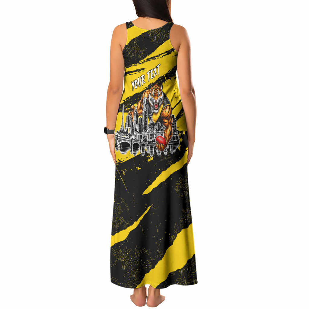 Personalised Richmond Tigers Football Tank Maxi Dress Melbourne City Skyline Graphic Fierce Mascot Art