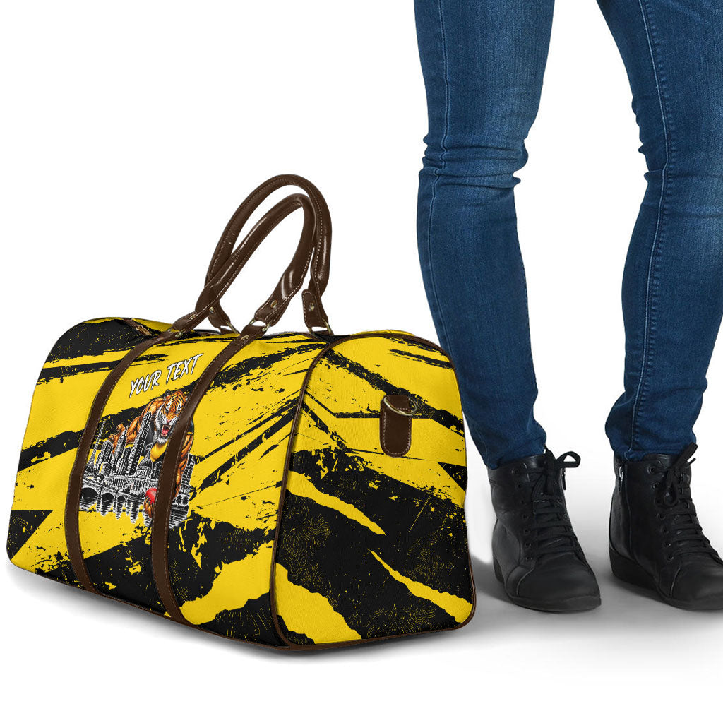 Personalised Richmond Tigers Football Travel Bag Melbourne City Skyline Graphic Fierce Mascot Art