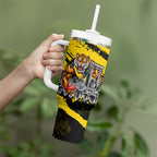Personalised Richmond Tigers Football Tumbler With Handle Melbourne City Skyline Graphic Fierce Mascot Art