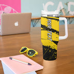 Personalised Richmond Tigers Football Tumbler With Handle Melbourne City Skyline Graphic Fierce Mascot Art