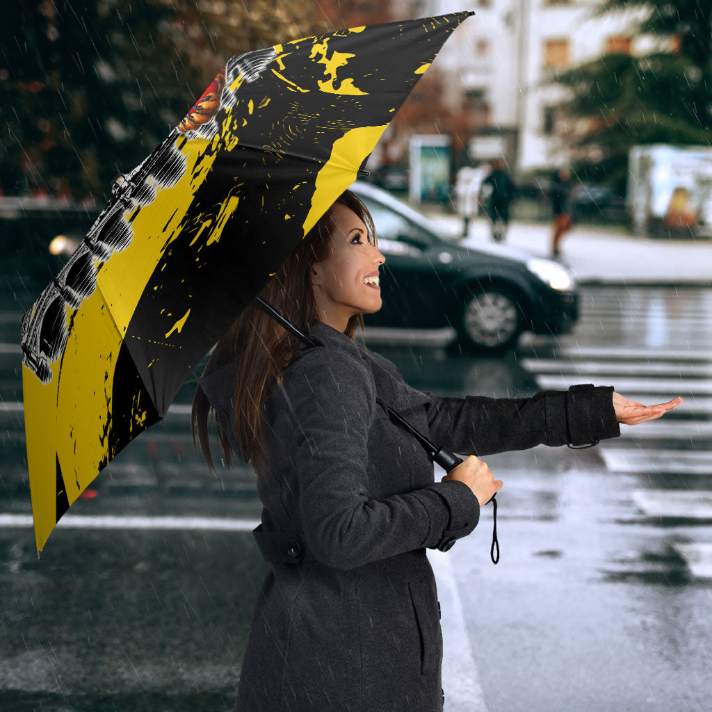 Personalised Richmond Tigers Football Umbrella Melbourne City Skyline Graphic Fierce Mascot Art