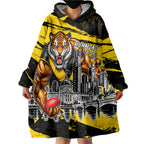 Personalised Richmond Tigers Football Wearable Blanket Hoodie Melbourne City Skyline Graphic Fierce Mascot Art