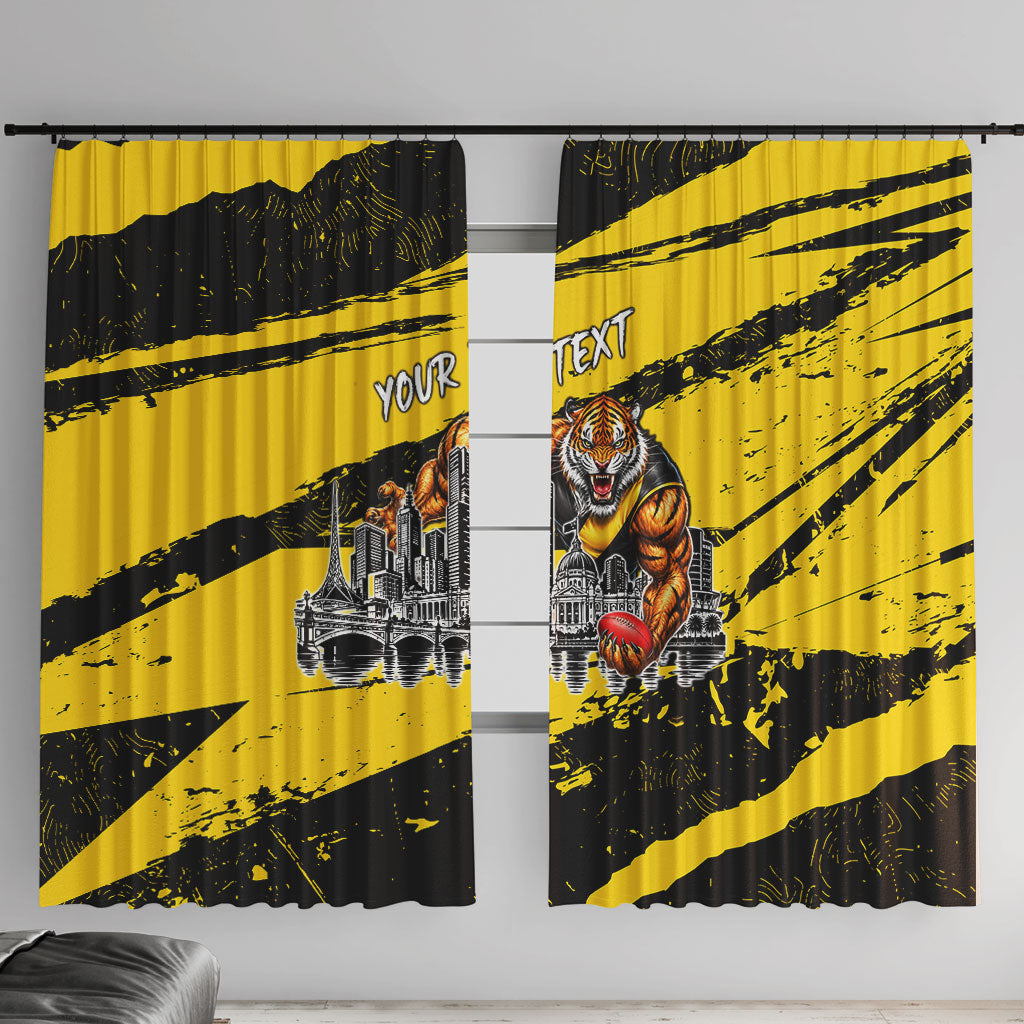 Personalised Richmond Tigers Football Window Curtain Melbourne City Skyline Graphic Fierce Mascot Art