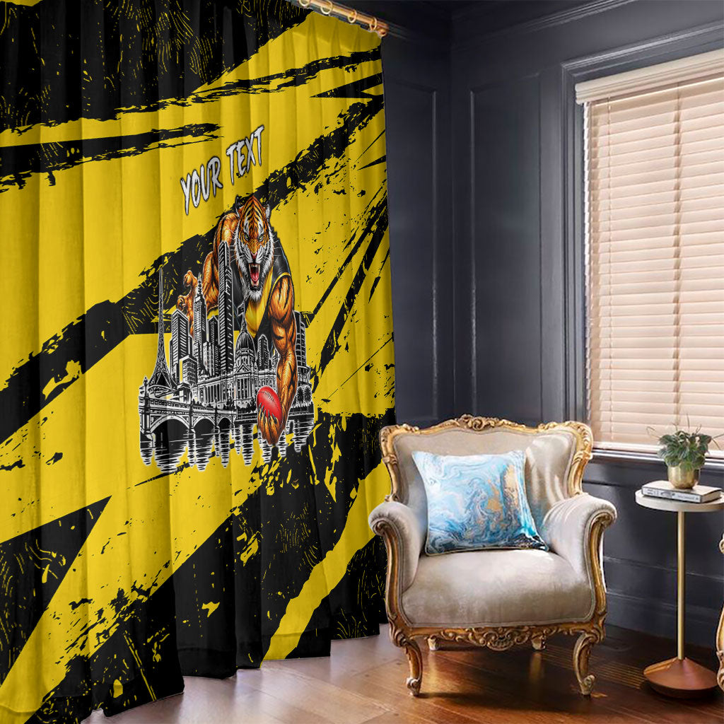 Personalised Richmond Tigers Football Window Curtain Melbourne City Skyline Graphic Fierce Mascot Art