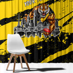 Personalised Richmond Tigers Football Window Curtain Melbourne City Skyline Graphic Fierce Mascot Art