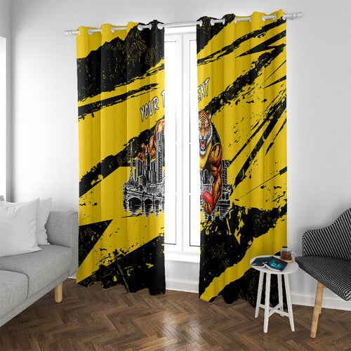Personalised Richmond Tigers Football Window Curtain Melbourne City Skyline Graphic Fierce Mascot Art