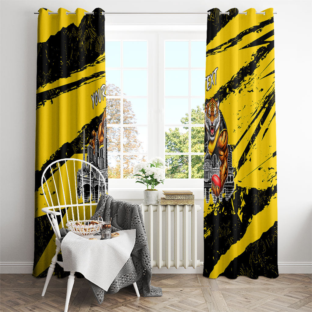 Personalised Richmond Tigers Football Window Curtain Melbourne City Skyline Graphic Fierce Mascot Art