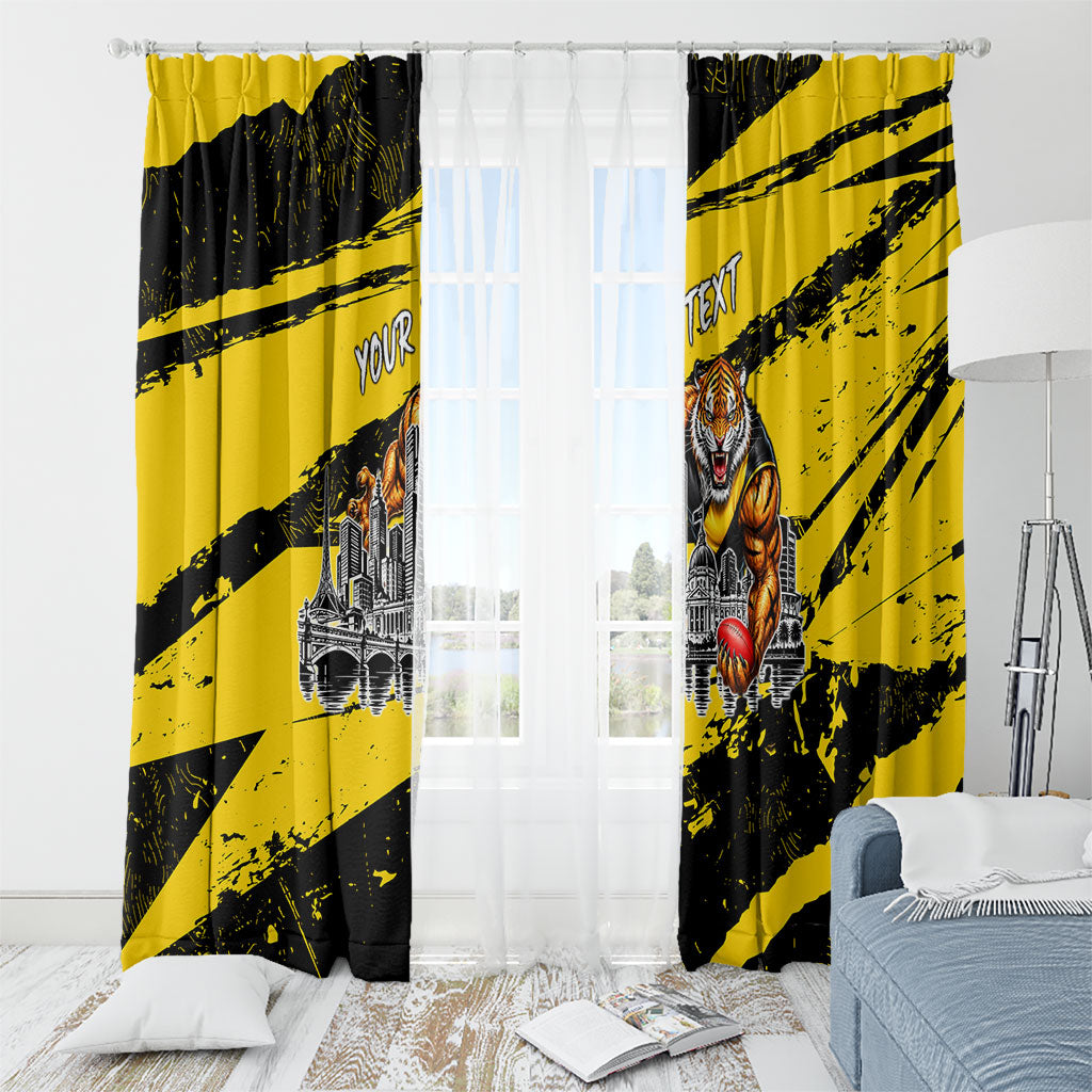 Personalised Richmond Tigers Football Window Curtain Melbourne City Skyline Graphic Fierce Mascot Art
