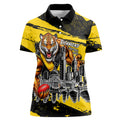 Personalised Richmond Tigers Football Women Polo Shirt Melbourne City Skyline Graphic Fierce Mascot Art