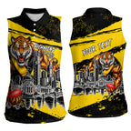 Personalised Richmond Tigers Football Women Sleeveless Polo Shirt Melbourne City Skyline Graphic Fierce Mascot Art