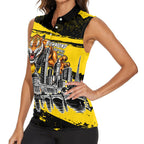Personalised Richmond Tigers Football Women Sleeveless Polo Shirt Melbourne City Skyline Graphic Fierce Mascot Art