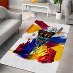 Personalised Brisbane Lions Football Area Rug Australia City Skyline Graphic Fierce Mascot Art