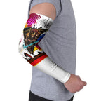 Personalised Brisbane Lions Football Arm Sleeves Australia City Skyline Graphic Fierce Mascot Art