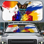Personalised Brisbane Lions Football Auto Sun Shade Australia City Skyline Graphic Fierce Mascot Art