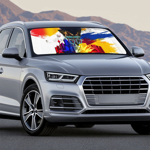 Personalised Brisbane Lions Football Auto Sun Shade Australia City Skyline Graphic Fierce Mascot Art