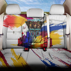 Personalised Brisbane Lions Football Back Car Seat Cover Australia City Skyline Graphic Fierce Mascot Art