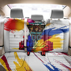 Personalised Brisbane Lions Football Back Car Seat Cover Australia City Skyline Graphic Fierce Mascot Art