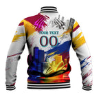 Personalised Brisbane Lions Football Baseball Jacket Australia City Skyline Graphic Fierce Mascot Art