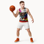 Personalised Brisbane Lions Football Basketball Jersey Australia City Skyline Graphic Fierce Mascot Art
