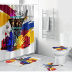 Personalised Brisbane Lions Football Bathroom Set Australia City Skyline Graphic Fierce Mascot Art