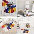 Personalised Brisbane Lions Football Bathroom Set Australia City Skyline Graphic Fierce Mascot Art