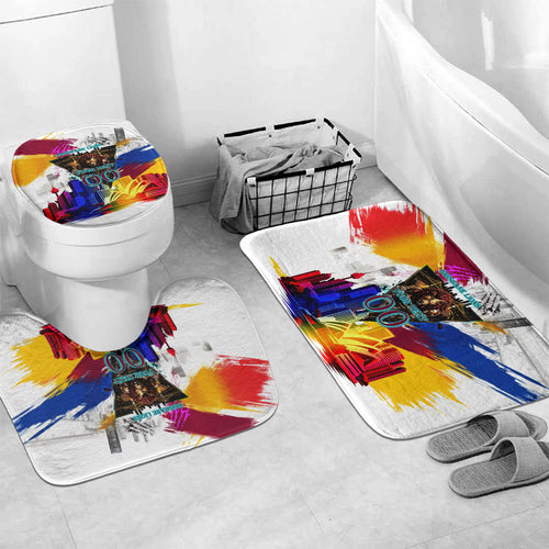 Personalised Brisbane Lions Football Bathroom Set Australia City Skyline Graphic Fierce Mascot Art