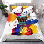Personalised Brisbane Lions Football Bedding Set Australia City Skyline Graphic Fierce Mascot Art