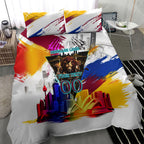 Personalised Brisbane Lions Football Bedding Set Australia City Skyline Graphic Fierce Mascot Art