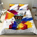 Personalised Brisbane Lions Football Bedding Set Australia City Skyline Graphic Fierce Mascot Art