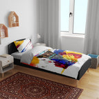 Personalised Brisbane Lions Football Bedding Set Australia City Skyline Graphic Fierce Mascot Art