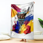 Personalised Brisbane Lions Football Blanket Australia City Skyline Graphic Fierce Mascot Art