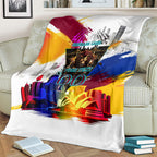 Personalised Brisbane Lions Football Blanket Australia City Skyline Graphic Fierce Mascot Art