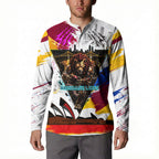 Personalised Brisbane Lions Football Button Sweatshirt Australia City Skyline Graphic Fierce Mascot Art