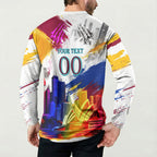 Personalised Brisbane Lions Football Button Sweatshirt Australia City Skyline Graphic Fierce Mascot Art